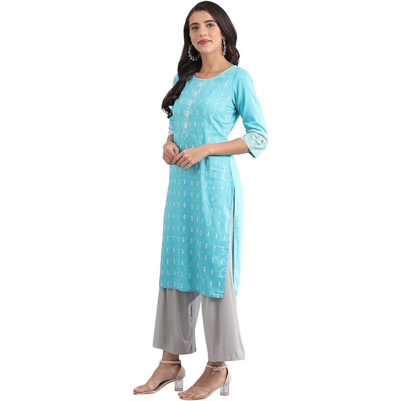 

Aurelia Women Blue Casual Kurta in Round Neck_22FEA11250-501289_L L капри