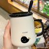 Ceramic Mug with Lid & Spoon - Cute Children's Design, Perfect for Home, Office, or Breakfast Coffee