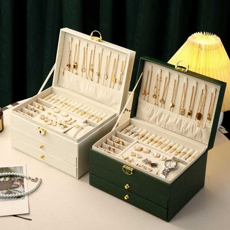 Elegant Jewelry Holder Spacious Multi Tiered Necklace and Earring Organizer with Compartments Jewellery Stoarge Box