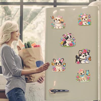 6 Stück Diamantmalerei Kühlschrankmagnete Niedliche Diamantmalerei Magnete Diamantenkunst Magnete DIY Kunsthandwerk für Erwachsene Anfänger