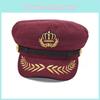 Navy Crown Beret With Golden Thread Embroidery For Women Gift And Casual Wear