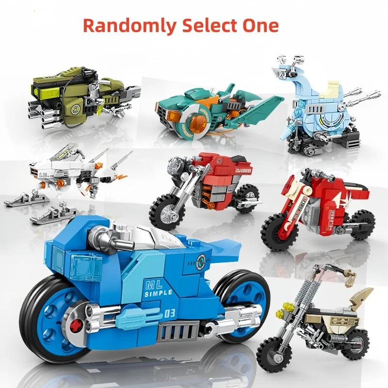 

KNEW BUILT 2 In1 Motorcycle Building Block Toys-8 PiecesCombine into 4 Large MotorcyclesSimple AssemblyGreat for Festive Gift in bag