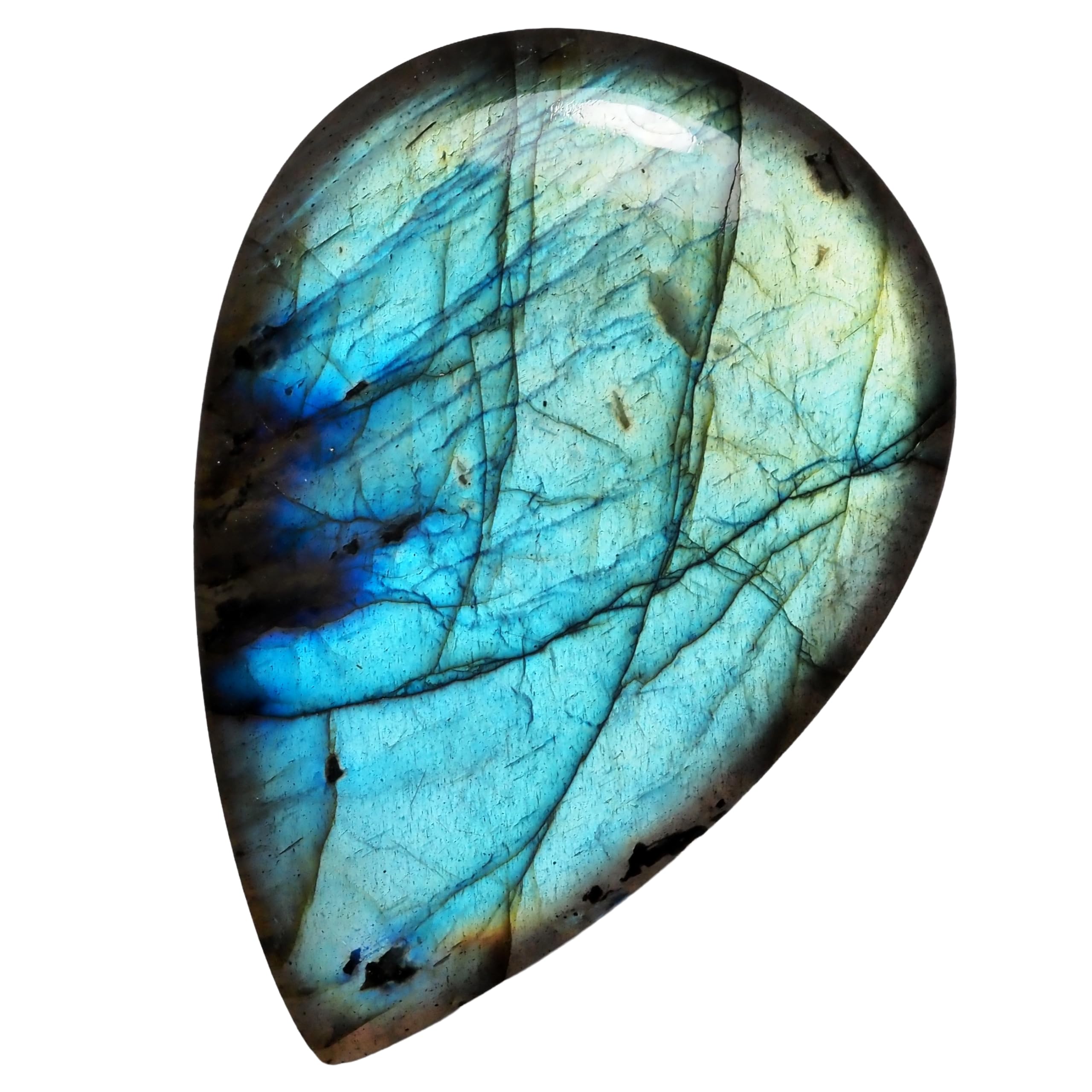 камень Натуральный Минерал Лабрадорит Кабошон [N2 Натуральный] - (4 «Единственный в своем роде» Прибл.. 52,9 карат, 38x26x6 мм)