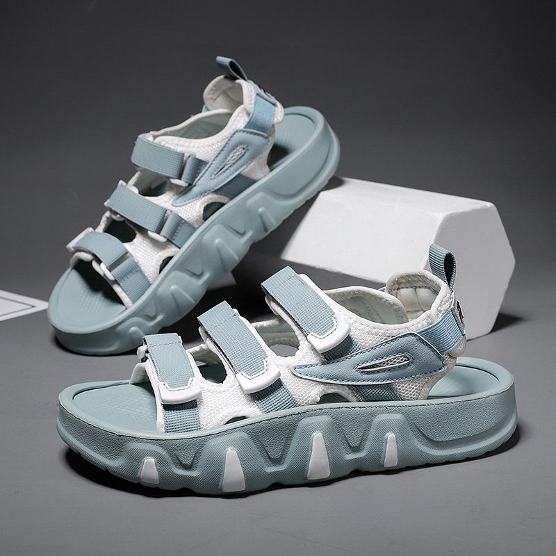 Fashion 2024 Summer Trendy Green Couples Shoes Men's Beach Shoes  Women's Chunky Sandal Lightweight Peep-Toe Shoes Zapatos Para Mujeres