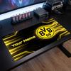 Tappetino per Mouse Grande Personalizzato Borussia Dortmund, Stampa Testo Nome Personalizzato, Tappetino da Scrivania Antiscivolo con Logo Calcio, Regalo per Gamer