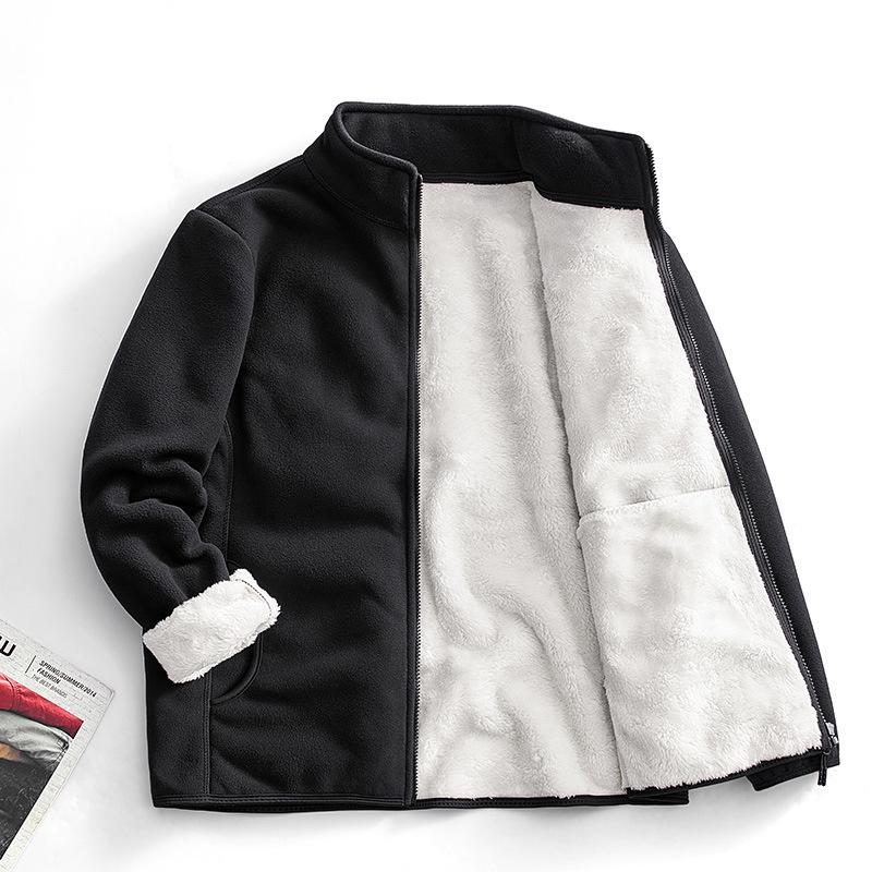 Boys and Women's Double-Sided Coral Fleece Jacket - Warm, Thickened Autumn/Winter Cardigan for Outdoor Use