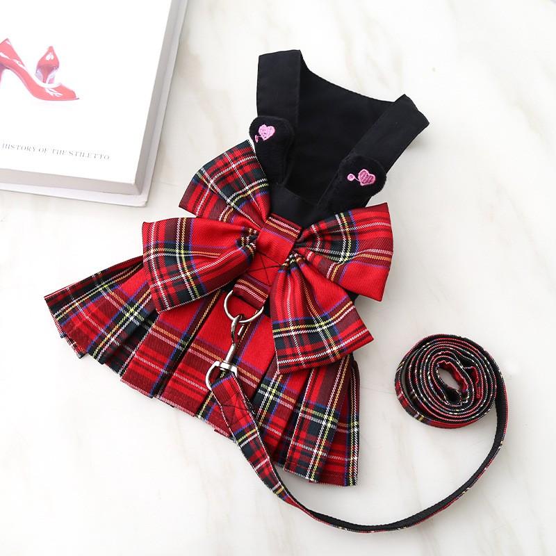 Pet Dog Harness With Skirt Design Small Breeds - Adjustable Chest Belt Leash Teddy Pomeranian