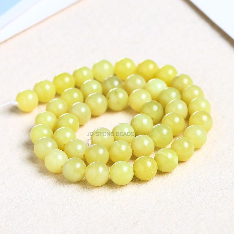 Lemon Jade Round Beads for DIY Jewelry - Lemon Yellow Gemstone Beading Accessories, Semi-finished 