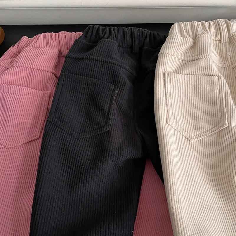 Jesień Zima Dziecięce Ciepłe Spodnie Dziewczęce Sztruksowe Grube Odzież Wierzchnia Spodnie Sportowe 1-9L Odzież Dziecięca Casualowe Spodnie z Wysokim Stanem