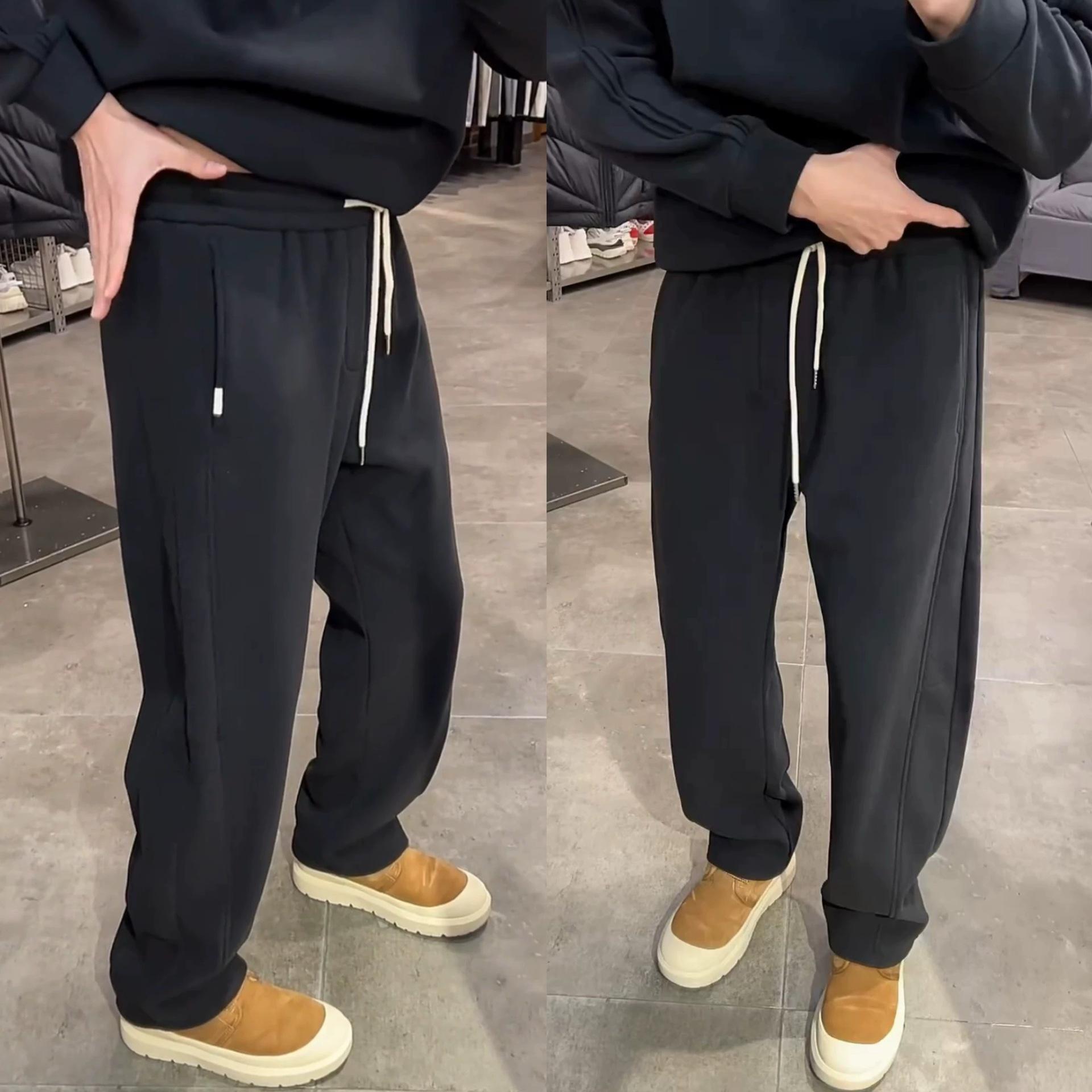 

Windproof Winter Fleece-Lined 3D Cut Casual Straight-Leg Sweatpants 3XL [180-200 lbs]