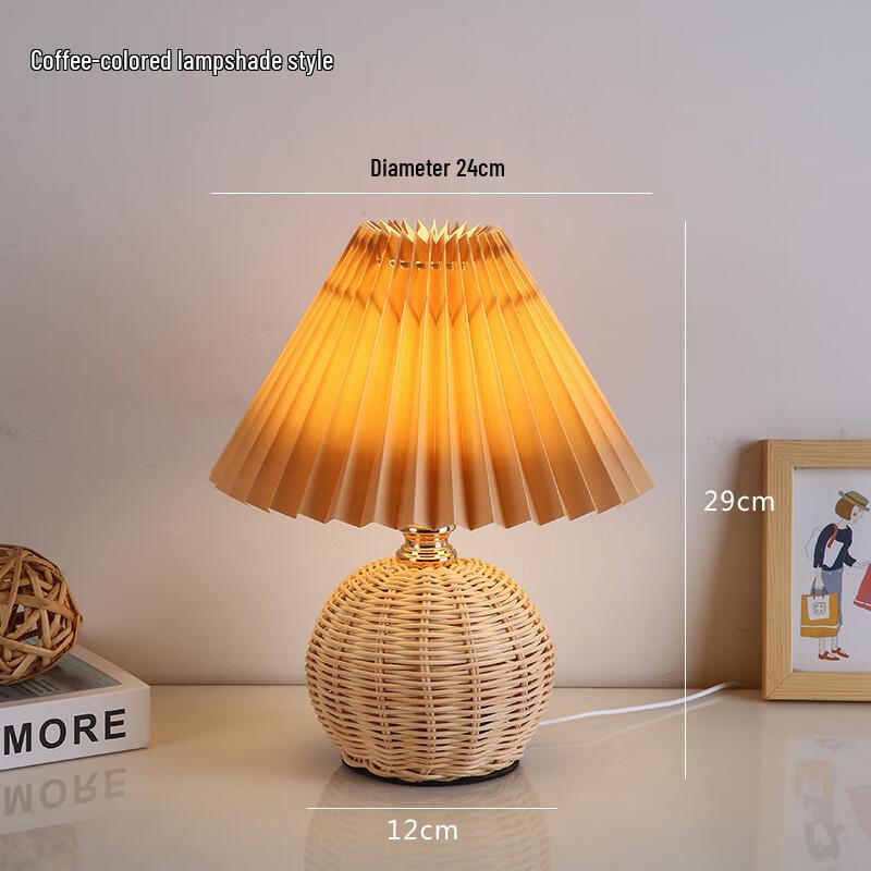 

NuFeng Pleated Bedside Table Lamp, USB Warm Light