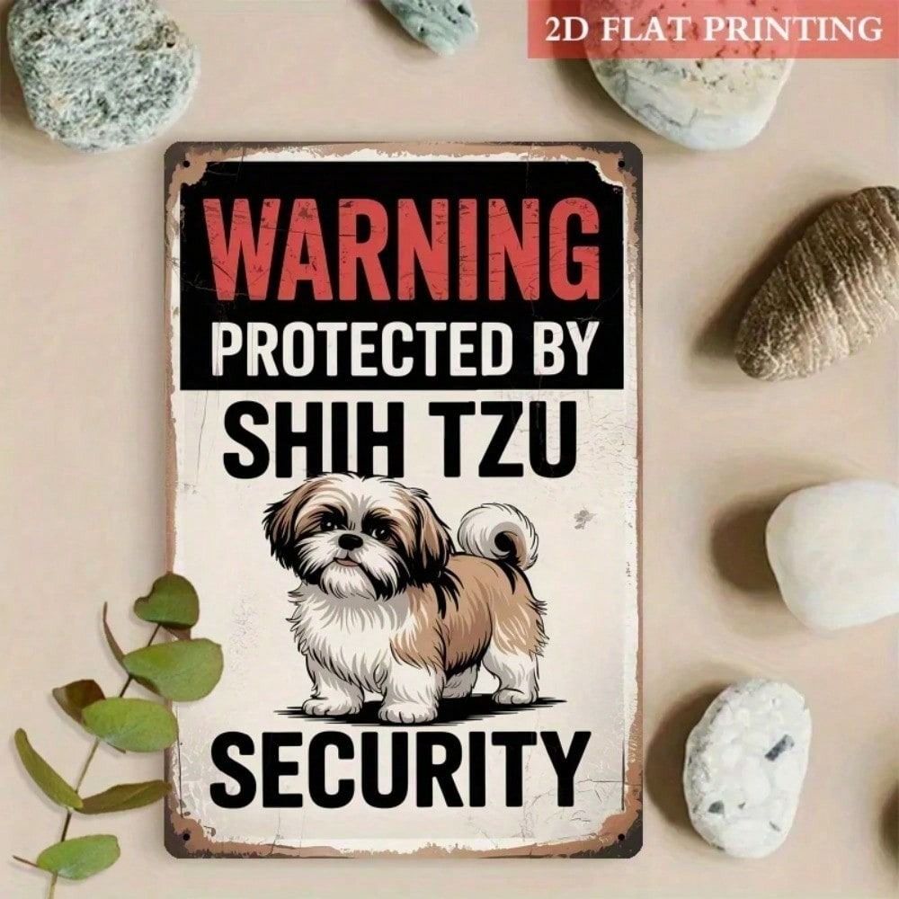 Vintage Metal Poster Wall Art Shih Tzu Dog Guard Home Decor