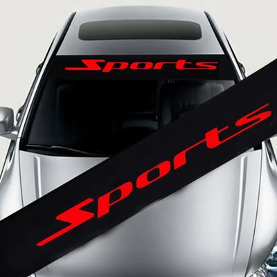 1pc SPORTS Letter Car Sticker Auto Front and Rear Windshield Decoration Scratch Covering Auto Accessories Waterproof Decals