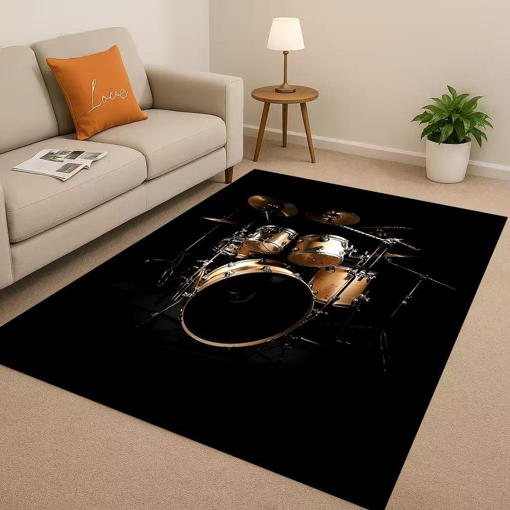 Classic Drum Kit Drum Set Rock Music Instruments Living Room Non-Slip Area Rug Carpet for Bedroom Playroom Sofa,Home Doormat