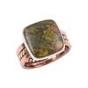 Natural Unakite Gemstone 925 Solid Sterling Silver TwoTone Gift Ring S.7 E9M98