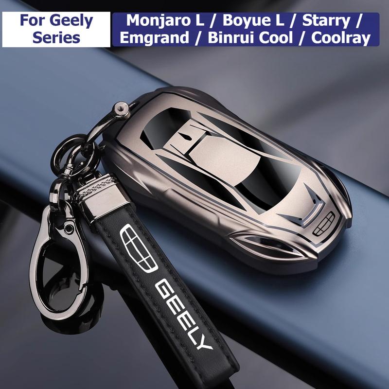 Car Remote Key Case Metal for Geely Monjaro L Boyue L Starry Emgrand Binrui Cool Coolray Key Holder Protector Shell Keychain Fob