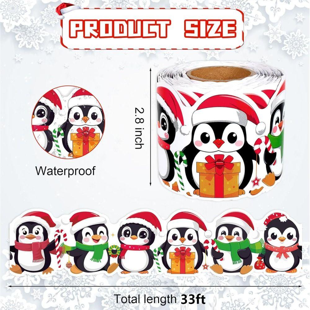 Self-Adhesive Border Decorative Sticker Penguin Christmas Tree Poster Border Stickers Snowman DIY Border Trim Sticker
