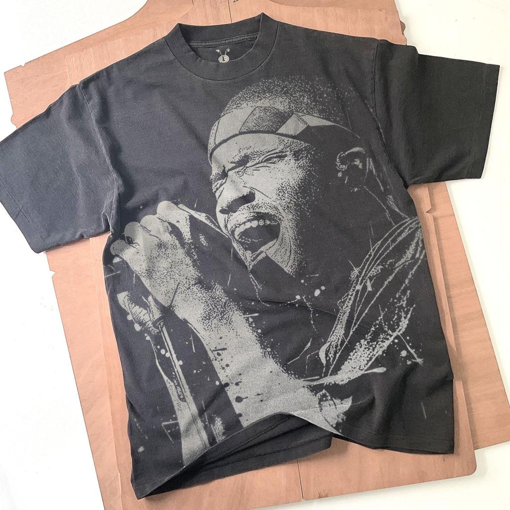 Flank Ocean Bleached T-Shirt: Handmade spray arT-Shirt Faded Black Cotton Unisex Tee