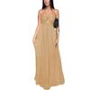 High-Waisted V-Neck Sleeveless Maxi Dress With Flared Skirt Solid Color Resort Wear 2025