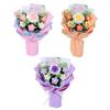 Completed Crochet Flowers Bouquet Artificial Knitted Flower Rose for Home Wedding Decoration
