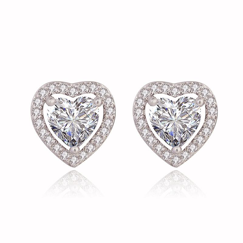 Zircon Heart-shaped Stud Earrings Women s Rose Gold Heart-shaped Stud Earrings Simple Fashion Temperament Stud Earrings Jewelry 2026