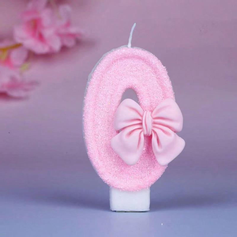 1Pc Creative Cute Bow-Tie Shaped Number Cake Candle With Drip-Prevention Tray Birthday Cake Party Anniversary Cake Decoration