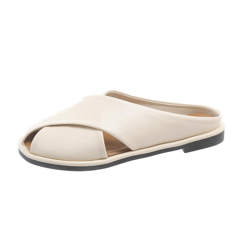 Elegantes Cómodos Chanclas de Verano para Mujer sin Cierre Punta Cerrada en Marrón Beige Negro
