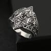 European Dark Style Men's Ring: Triangle Devil Bat Gemstone with Retro Hip Hop Snake Pattern.