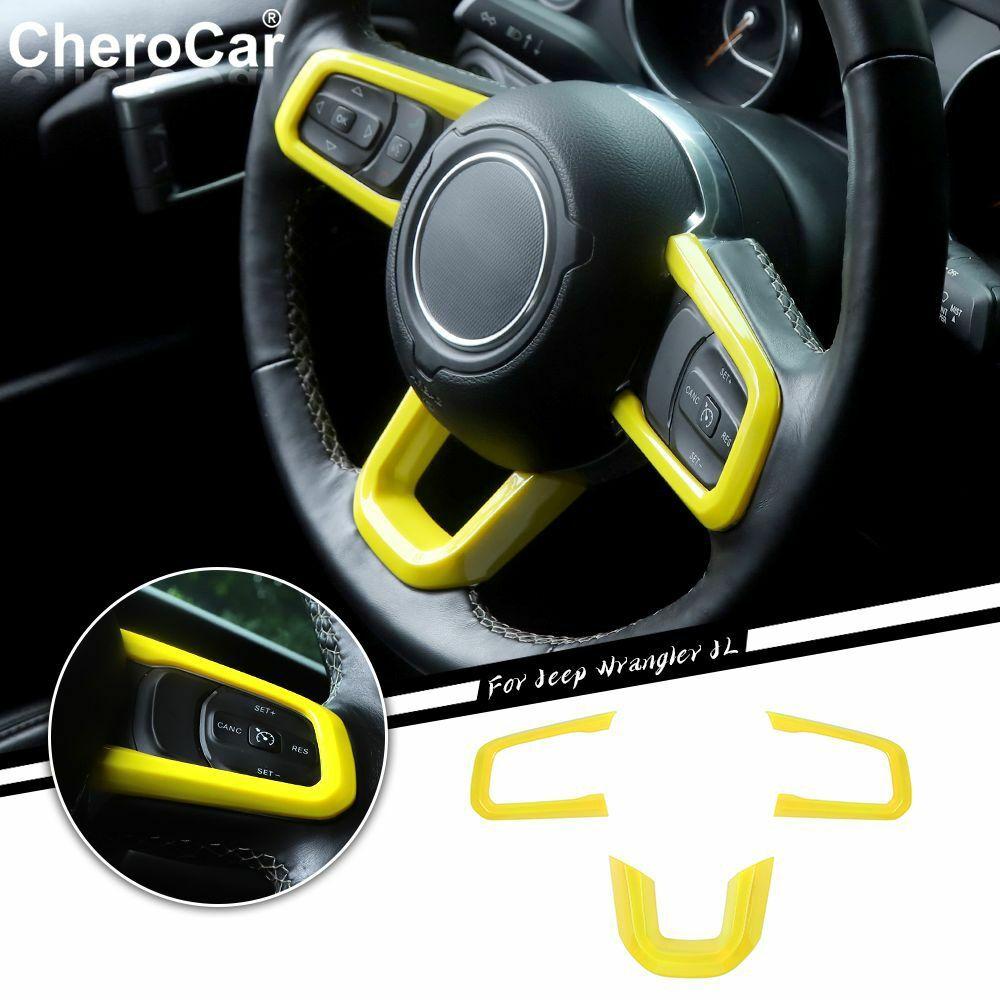 Steering Wheel Covers Panel Decor for 18-21 Jeep Wrangler JL Gladiator JT Yellow