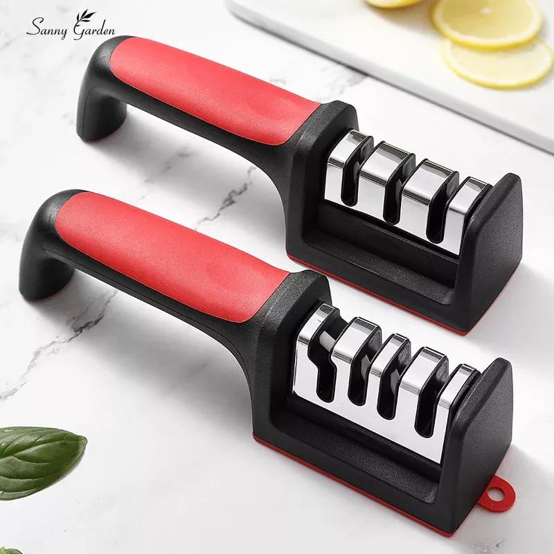 Household knife sharpener, knife sharpening stone, kitchen small tools, multi-functional hand-held three-stage knife sharpening