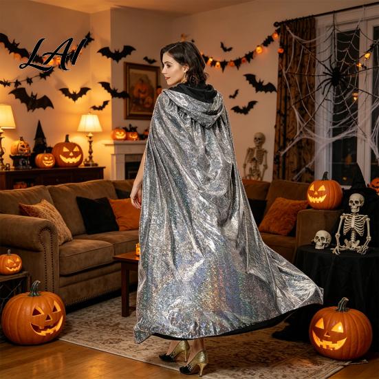 Party-Umhang für Erwachsene Glänzendes Kapuzenumhang schillernder Ganzkörper-Umhang funkelnd Unisex Vielseitige Farbe Halloween Maskenball Mardi Gras Kostüm Fantasy