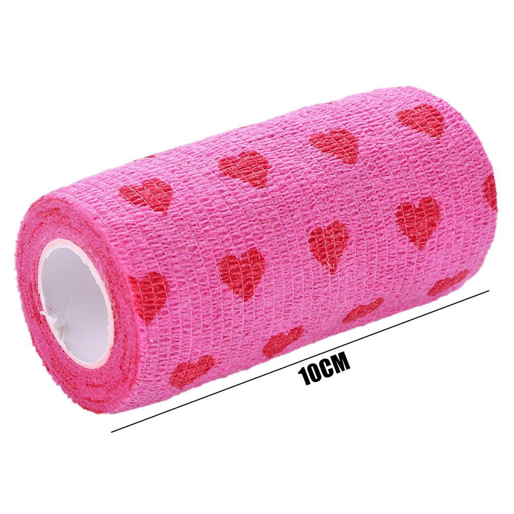 Rose Red Heart Rolls Bandages Elastic Nonwovens Bandage Non-woven Practical Beautiful Eco-friendly Elastoplast for Pets Animal