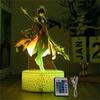 Genshin Impact 3D Lamp LED Night Light Anime Figures Zhongli Raiden Shogun Remote RGB Dream Colors Kids Bedroom Home Decor Gifts