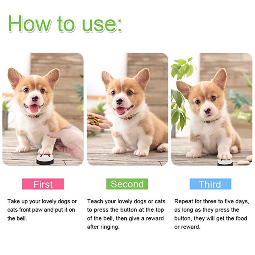 New Pet Toy Training Bell (white (white + Black Button))