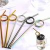 Kitchen Household Stainless Steel Straw Creative Straw Color Metal Beverage Coffee Milk Tea Straw Accessories Tools Supplies