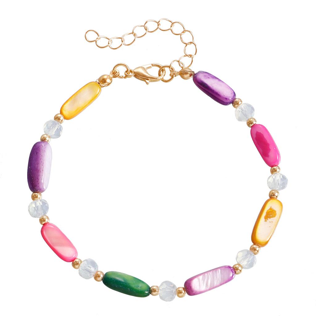 Nischen-Luxus Retro Bunt Perlmutt Halskette Armband Damenmode Schlichte Kristall Schlüsselbeinkette Halskette