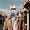 Full Face Cat Mask, Stretchy Fabric, Model B, Sun Protection, Ski Mask With Ears, Animal Masks For Adults B