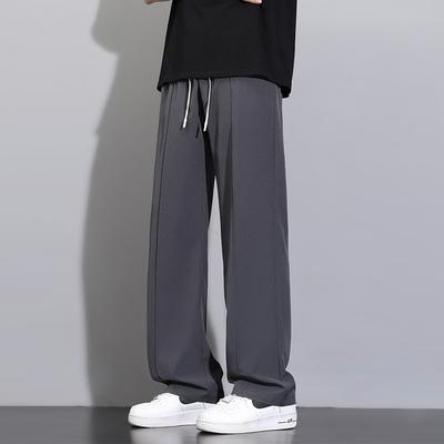 Ice Silk Pants for Men's Summer New Draped Straight Trousers Loose Wide-leg Spring and Autumn Thin Casual Trousers