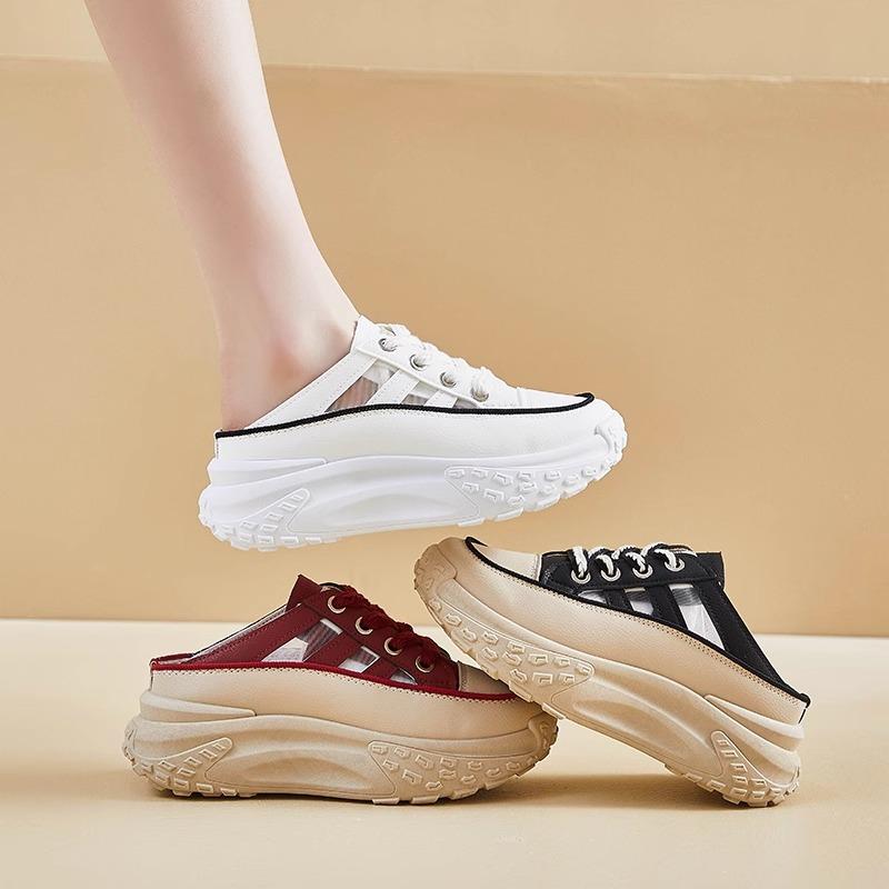 Fashion Elevated Platform Slip-On Women's Slippers 2025 Summer New Sle Thi Bot Flat Sandals Head Cover Design Casual White Ladies Slides