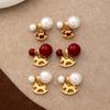 New Fashion High-end Design Sense Front and Rear Two Earrings Year of the Horse Pearl Trojan Horse Drop Glaze Heavy Industry New Chinese Style