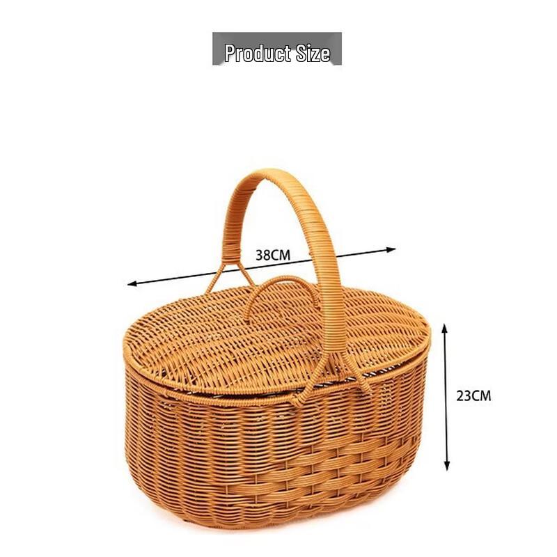 Imitation Rattan Double-Layer Picnic Basket