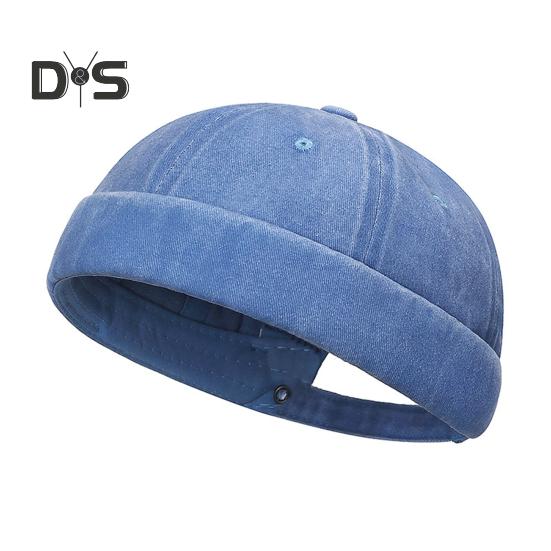 Pălării fără boruri Dome pentru femei, bărbați, muncitor, șapcă cu craniu de marinar, manșetă rulată, pălărie retro denim docker pentru drumeții, ieșiri de călătorie