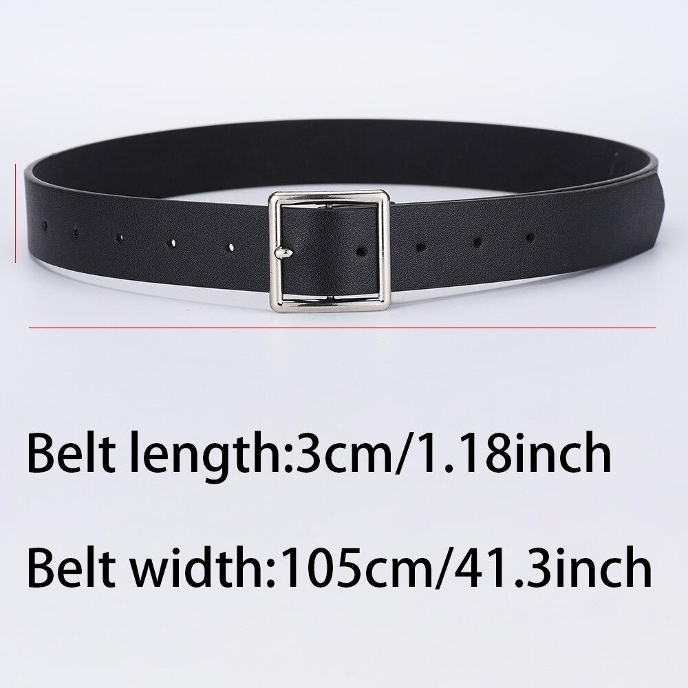 Women'S Belt Soft Pu Leather Belt Square Buckle Pin Buckle Jeans Black Belt Chic Luxury Brand Fancy Vintage Strap Female