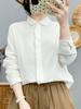 Women's French Literary Lace Shirt, Long Sleeve with Doll Collar, Soft, Breathable, Pure Cotton, Double Layer Gauze