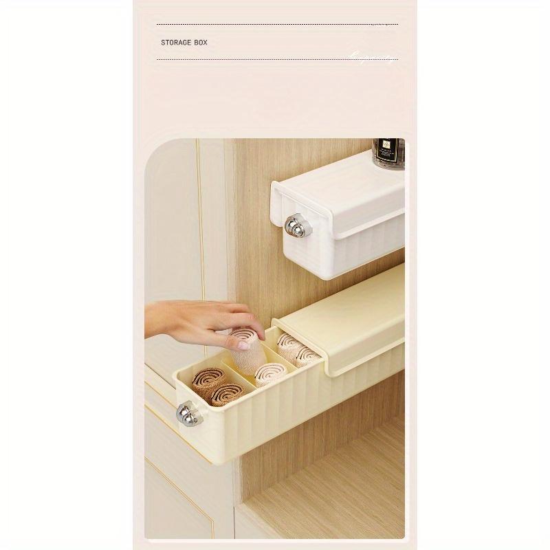 [Minimalist Design] Wall-Mounted 3-in-1 Plastic Storage Organizer for Underwear, Socks, and Accessories - Portable Hanging Closet Shelf with Drawers