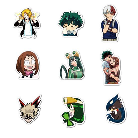 50Pcs Decals Anime My Hero Academia Printing Luggage Decoration Waterproof Cartoon Removable DIY Stickers for Laptop