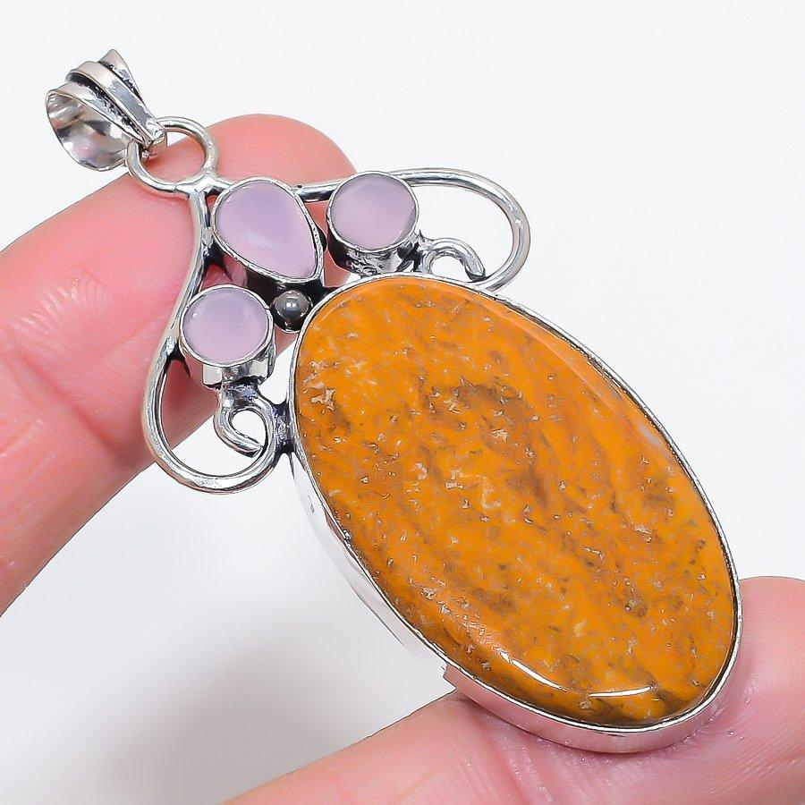 

Natural Mariam Jasper, Chalcedony 925 Sterling Silver Jewelry Pendant 2.68 d3q17