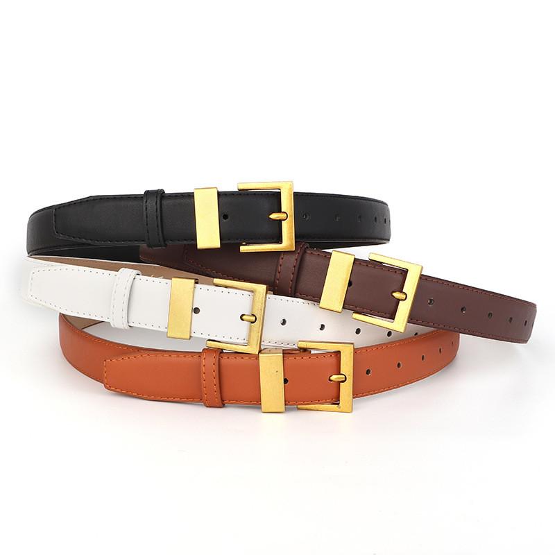 Fashion Pu Womens Leather Waist Belt With Square Pin Buckle For Business Wear