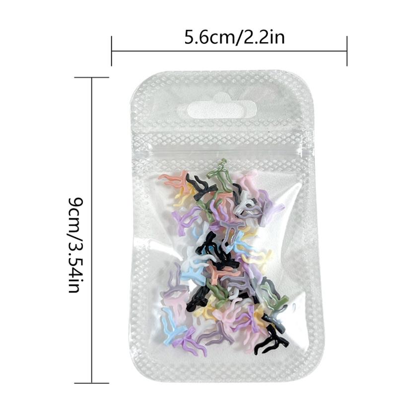 50Pcs Mixed 3D Ribbon Bowknot Candy Color Girl Nail Art Diy Nails Accessories Decoration Charms