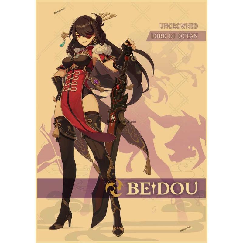Genshin Impact Cartoon Character Posters Kraft Paper Prints Home Room Decor Study Bedroom Bar Cafe Wall Paintings Wall Stickers